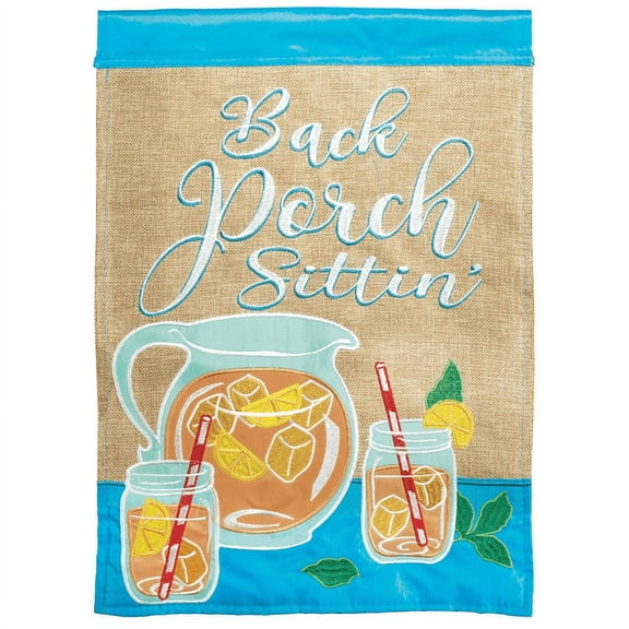 Magnolia Gardens M011361 13 x 18 in. Double Applique Back Porch Sittin Burlap Garden Flag