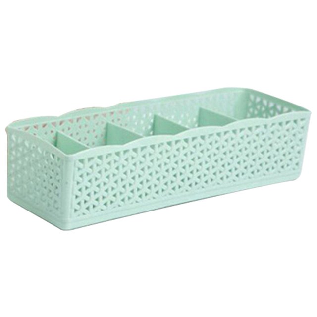 Caja de almacenamiento de 5 rejillas para ropa interior, sujetador, calcetines, caja de almacenamiento separada (verde)