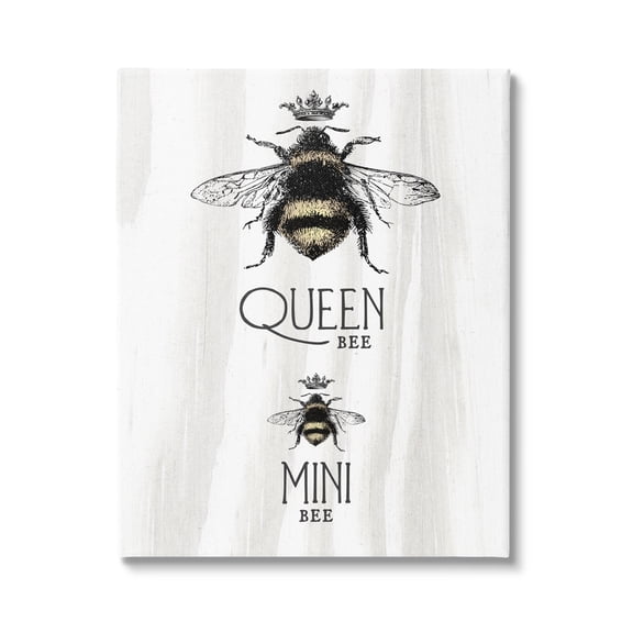 Stupell Industries Queen & Mini Bee Crowned Bumblebees Mother Daughter Canvas Wall Art, 36 x 48, Design by Lil' Rue