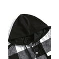 thumbnail image 4 of YATELLE Manfinity Homme Men Plaid Print Drawstring Hooded Shacket Without Tee, 4 of 5