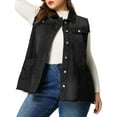 thumbnail image 5 of Agnes Orinda Women's Plus Size Jean Vest Raw-Hem Sleeveless Fashion Denim Jacket 3X Black, 5 of 7