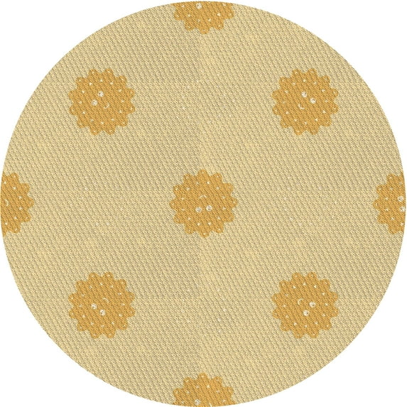 Ahgly Company Indoor Round Patterned GoldenRod Gold Area Rugs, 3' Round