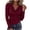 Red, variant on CHGBMOK Womens Crop Tops Waist Side Ruching Long Sleeve Cowl Neck Tee Solid Color Slim Fit Casual Blouse