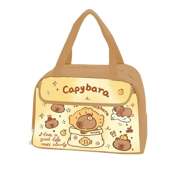 Bewildely Bolsa de almuerzo impermeable con estampado de animales, linda carpincho, bolsa térmica para estudiantes, bolsa de dibujos animados, Mostrada tipo+3