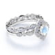 thumbnail image 4 of JeenMata Anillo Nupcial Antiguo de 1,5 Quilates con Piedra Lunar Arcoíris Facetada y Moissanita Engastado en Oro Blanco de 18 K sobre Plata, 4 of 6