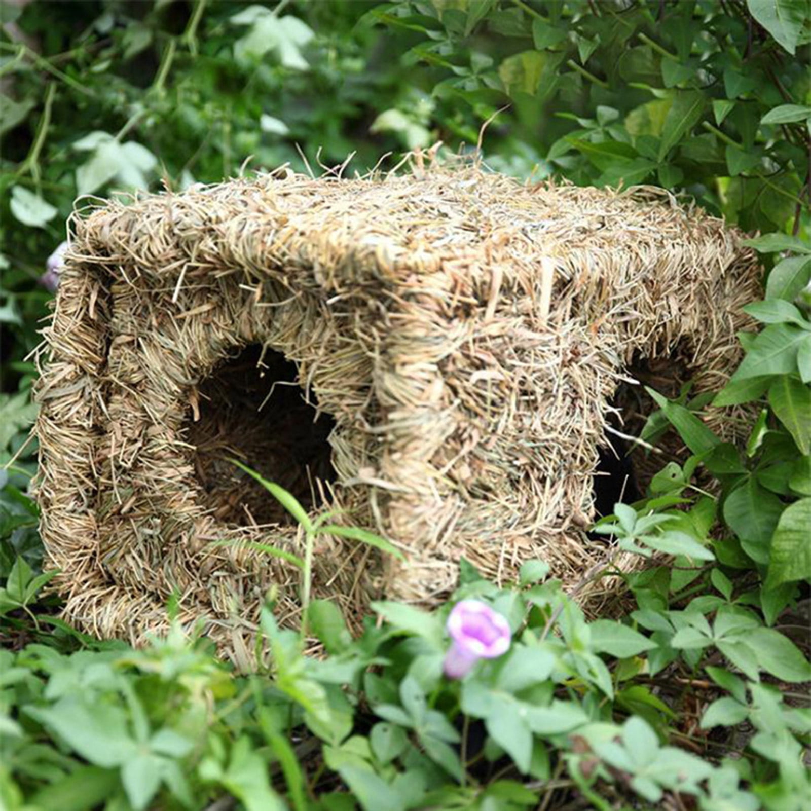 Bunny Grass House Natural Straw Woven Nest Tunnel Chew Toys for Hamsters