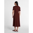 thumbnail image 3 of Time and Tru Women's Seamed Cotton Midi Dress, Sizes XS-4X, 3 of 5