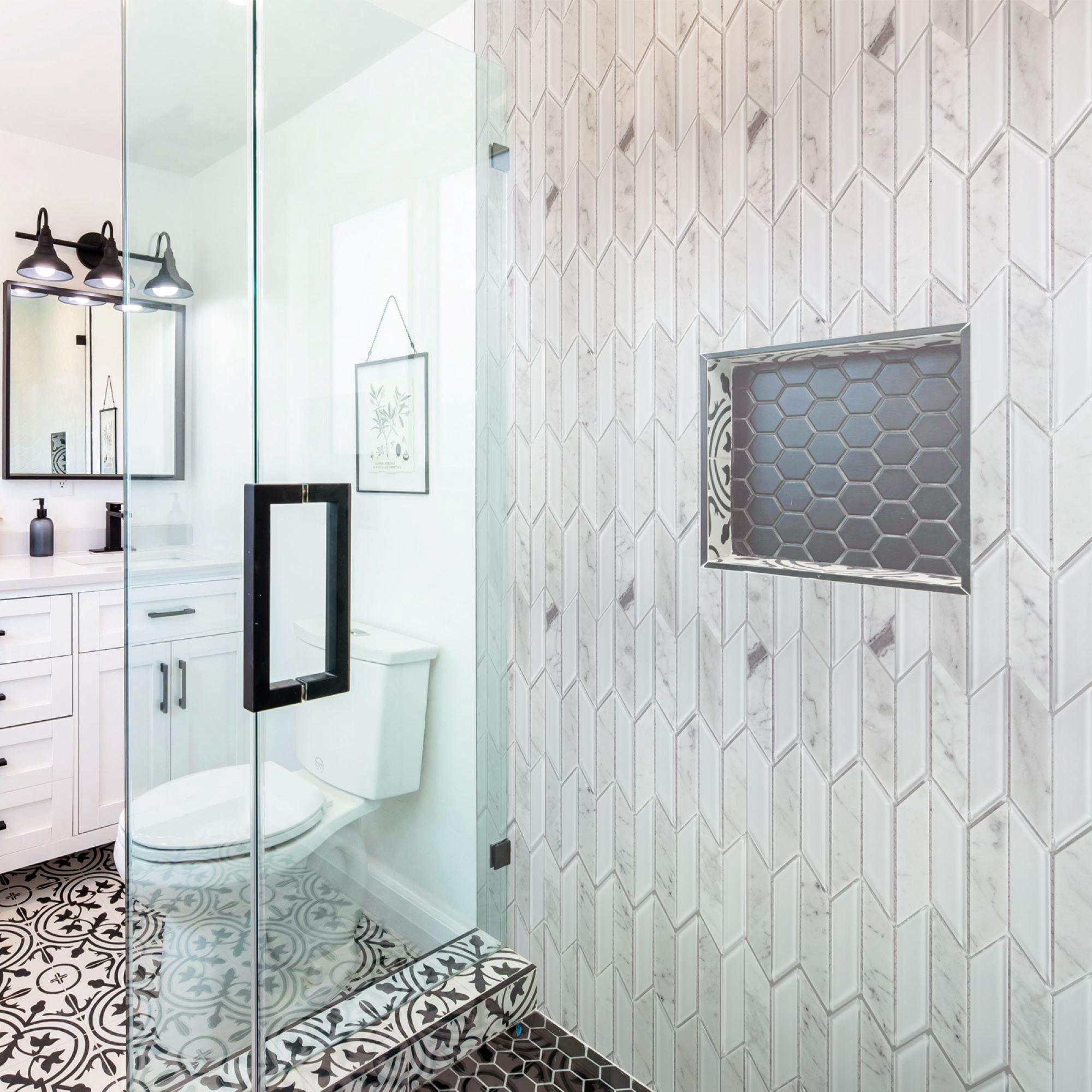 Art3dwallpanels 11.8''x11.2'' Herringbone Mosaic Wall Tile,Decorative Glass Tile,Pack of 5