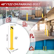 HECASA 42 Safety Bollard Barrier Steel Bollard Post Road Pile Parking Bollard Pillar with 4 Free Anchor Bolts for Garage Parking Lot Traffic-Sensitive Area