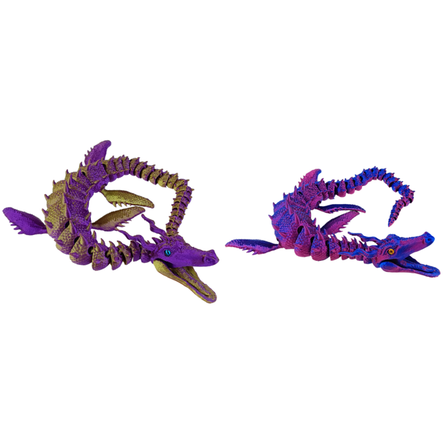 Juguete Antiestrés Con Dragón Marino Impreso en 3D Adorno Cristal Escritorio (dorado) Morado