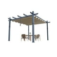 thumbnail image 5 of Outdoor Pergola with Retractable Canopy – Upgraded Aluminum Faux Wood Grain Metal Patio Pergola for Modern Backyard Deck, Porch, Grape Trellis, 5 of 10