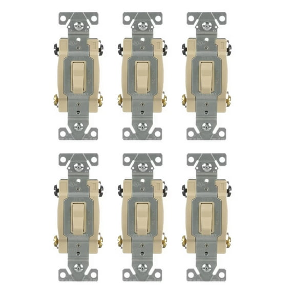 (case of 6) Eaton CSB420V  Toggle Light Switch, 4-way, 20-Amp, Ivory, 120/277V