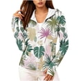thumbnail image 2 of Uaswgudfs Women's UPF 50+ Sun Protection Hooded Jacket Full Zip Long Sleeve Lightweight Tropical Print Beach Cover Up with Finger Loops for Summer Hiking Vacation, 2 of 5