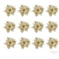 thumbnail image 1 of ZHAOCHENG 12 piezas de flores navideñas, flores navideñas artificiales, adornos navideños con purpurina y flores de Pascua, adornos navideños con purpurina, 1 of 5
