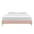 thumbnail image 6 of Platform Bed Frame, Twin Size, Velvet, Pink, Modern Contemporary Urban Design, Bedroom Master Guest Suite, 6 of 7