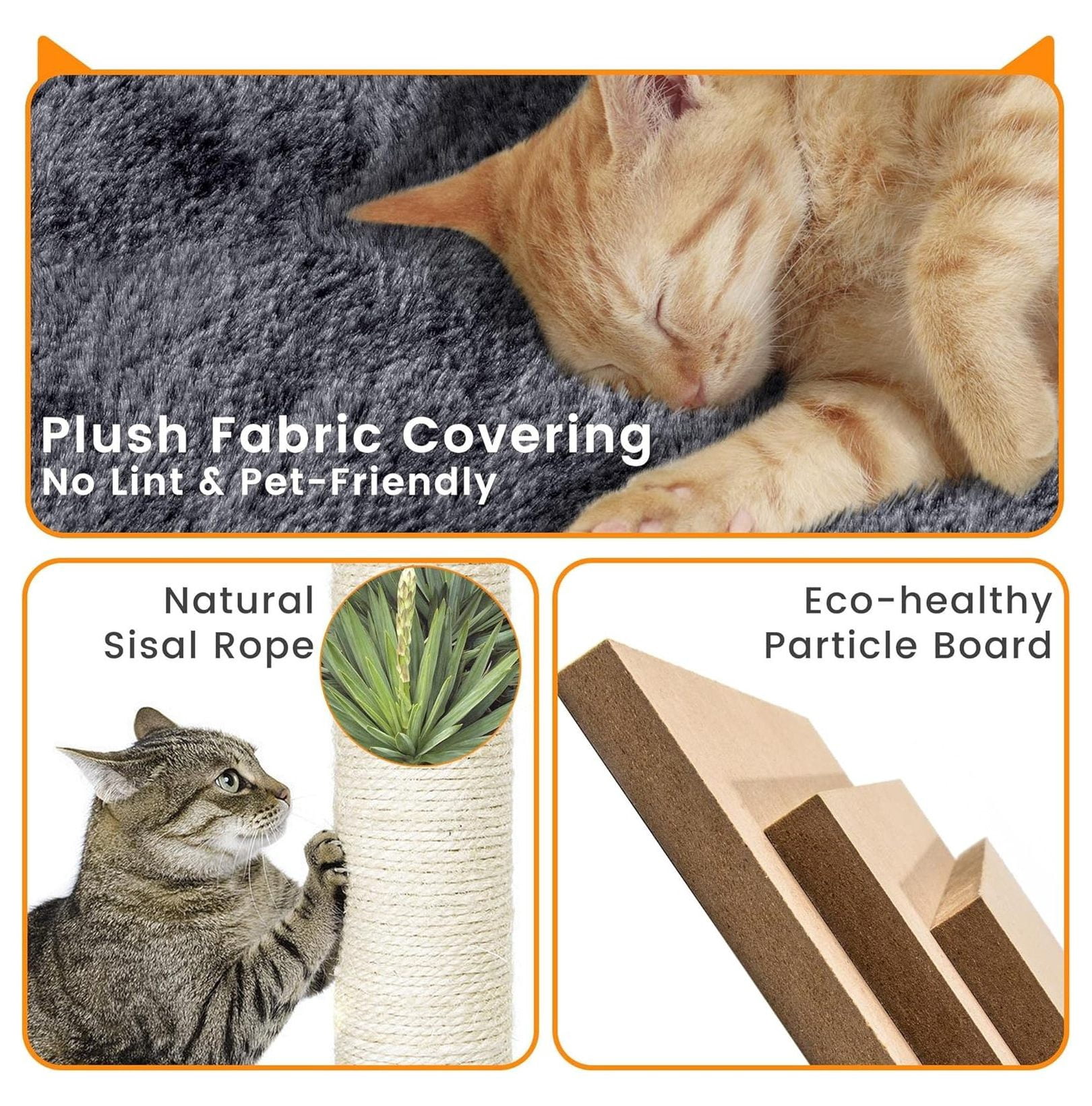 72in Cat Tree for Indoor Cats, Multi-Level Tower with Scratching Posts, 3 Perches, Condo, Pet Furniture Activity Center Play House
