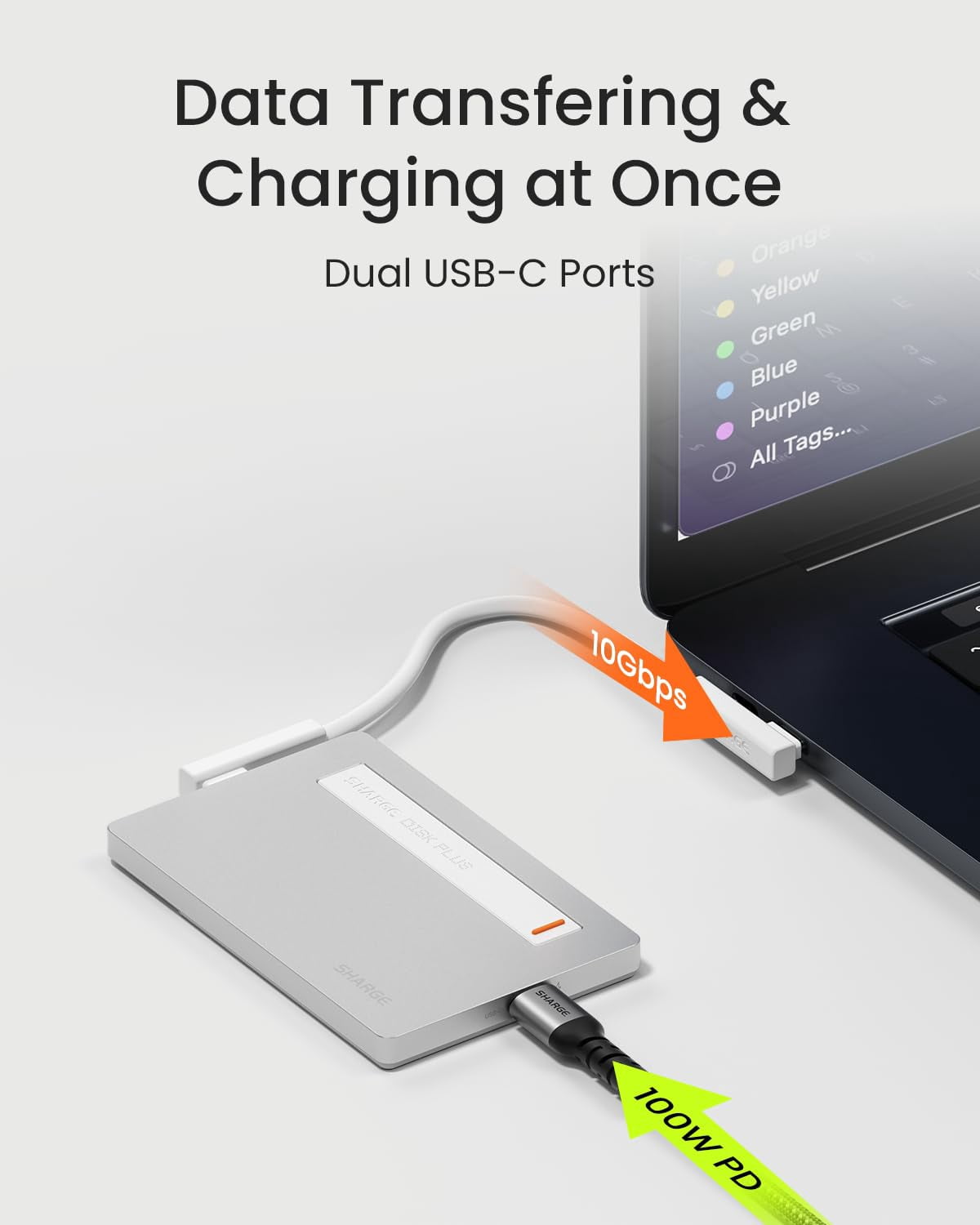 sharge Disk Plus SSD Enclosure M.2 NVMe, World's Thinnest 0.24" SSD Enclosure 10Gbps USB C 3.2 Gen2, 4TB (2230/2242/2280 SSDs) for MacBook, iPhone 16 Steam Deck (SSD not included)