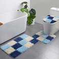 thumbnail image 1 of Bath Mat Fashion Lattice Soft Non Slip Bathroom Rug 3 Piece Sets Including Bath Mat Pedestal Mat and Toilet Seat Cover Blue, 1 of 7
