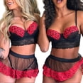 thumbnail image 3 of VISgogo Conjunto de Pijama de Estilo Sexy para Mujer, Sujetador Estampado de Corazón Ajustado + Calzoncillos de Tanga VISgogo  moda, 3 of 4