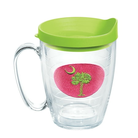 

Tervis South Carolina Flag Made in USA Double Walled Insulated Tumbler Travel Cup Keeps Drinks Cold & Hot 16oz Mug Pink and Green