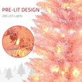 thumbnail image 4 of HOMCOM 6 ft Pre-Lit Noble Fir Slim Artificial Christmas Tree with 390 Tips and 200 Warm White LED Lights, Pink, 4 of 8