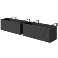 thumbnail image 1 of Black Rattan-Look Hanging Planter Box Set (2) - 20 Inch Railing Flower Pots for Patio, Garden, & Balcony Decor - PP & Metal Construction, 1 of 7