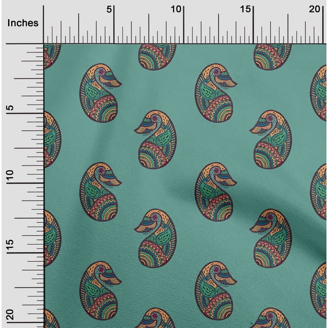 oneOone Viscose Chiffon Fabric Paisley Block Print Sewing Fabric BTY 42 Inch Wide