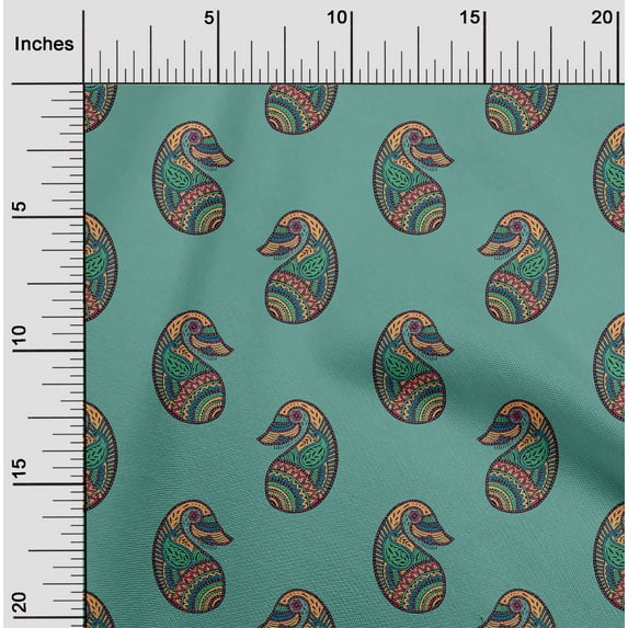 oneOone Silk Tabby Fabric Paisley Block Fabric Prints By Yard 42 Inch Wide