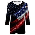 thumbnail image 4 of Zivyakyron Patriotic Tshirts Shirts for Women 4th of July Summer Sequin Womens Top Loose Casual 3/4 Sleeve Clothes, 4 of 7