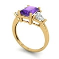 thumbnail image 2 of 2.82 ctw 3 Stone Anniversary Ring for Women | Emerald Cut Natural Amethyst | Hyperallergenic Solid 14K Yellow Gold, 2 of 5