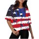 thumbnail image 1 of Tops de Hombro para las Mujeres de Verano, Día de la Independencia Impreso, Cuello Redondo de Manga Corta, 1 of 6