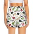 thumbnail image 4 of Uemuo Cute Dinosaurs Pattern Women's Athletic Shorts High Waisted Running Shorts with Liner Pockets Gym Elastic Workout Shorts-Large, 4 of 9