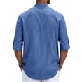 thumbnail image 4 of Evdexr Linen Shirts Mens Henley 3/4 Sleeve T-Shirt 2026 Summer Collarless Vacation Tops Solid Button Up Lightweight Beach Shirt XL, 4 of 5