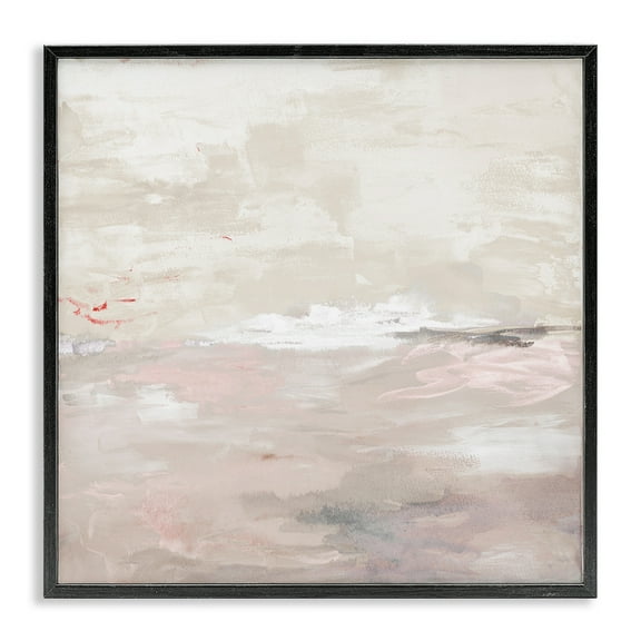 Stupell Industries Serenity Neutral Landscape Abstract Painting Black Framed Art Print Wall Art, 12 x 12