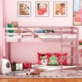 thumbnail image 2 of Miniyam Wood Twin Size Loft Bed for Kids, Space-Saving Design, Pink, 2 of 7