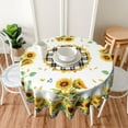 thumbnail image 5 of Sunflowers Floral Tablecloth Black White Plaid Round Table Cover Washable Table Cloth for Home Kitchen Party Picnic 60 Inch, 5 of 5