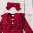 thumbnail image 4 of HCNTES Baby Girl Clothes Winter Newborn Baby Girl Clothes Ruffle Long Sleeve Romper Tops Pants Headband Infant Cute Heart Print Fall Outfits, 4 of 6