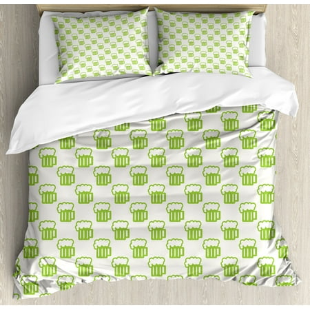 Green King Size Duvet Cover Set Holiday Theme With Foamy Beer Green King Size Duvet Cover Set Holiday Theme With Foamy Beer Gl Celebration Fun Doodle