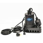 Superior Pump 92570 1/2 HP Thermoplastic Utility Water Sump Pump with Tethered Float Switch, Black, 8.5” x 5.5” x 11.25”