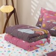 thumbnail image 5 of Manfei Cartoon Rainbow Zipper Twin Comforter Sets with Fitted Sheet and 2 Pillowcases, Glitter Starry Sky Zipper Bedding Set, Pink Gray, Stars Reversible, 4-Piece, 5 of 7