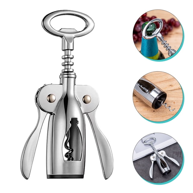 unbranded Sacacorchos De Alas Para De Vino Y Cerveza Integrado Acero Zinc Plata
