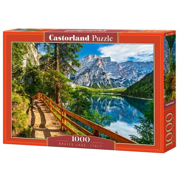 1000 Piece Jigsaw Puzzle, Braies Lake, Italy, Landscape Puzzle of Italy with Mountains, Dolomites, South Tyrol, Adult Puzzle, Castorland C-104109-2