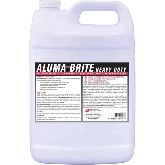 Corrosion Technologies ALuma Brite Heavy Duty Aluminum Cleaner, Industrial Brightener for Oxidation Removal, Concrete and Soot Residue, Commercial-Grade, High Foaming Rinse-Free Formula, 1 gallon