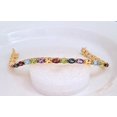 thumbnail image 2 of 925 Silver Multi Gemstone Oval Tennis Bracelet Yellow Gold Over Sterling Silver, Anniversary Gift, Girlfriend Gift, Birthday Gift, 2 of 4