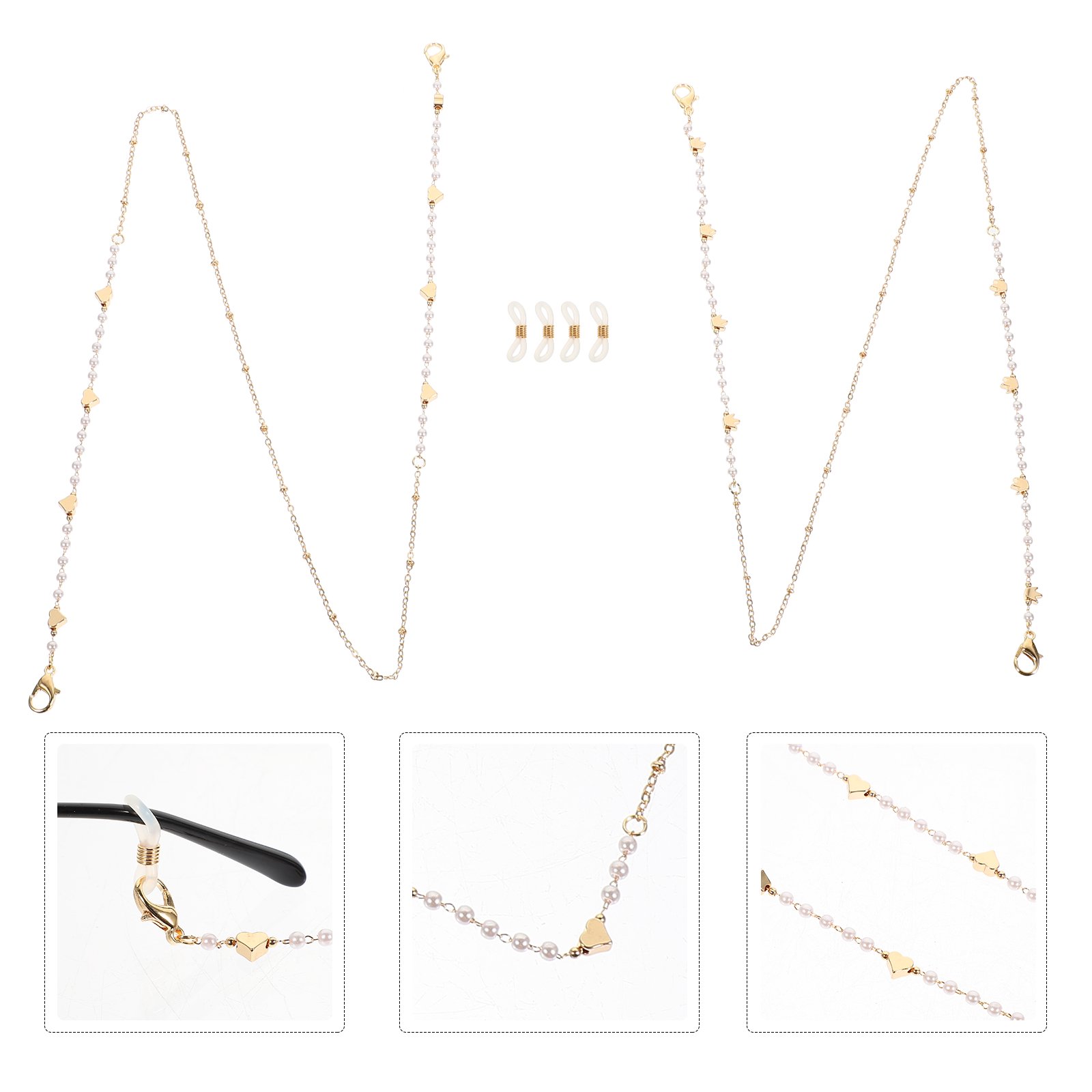 Tineasur 2-Piece Glass Neck Chain with Rhinestone Anti- Necklace Accessory for Women Daily Wear Back to School