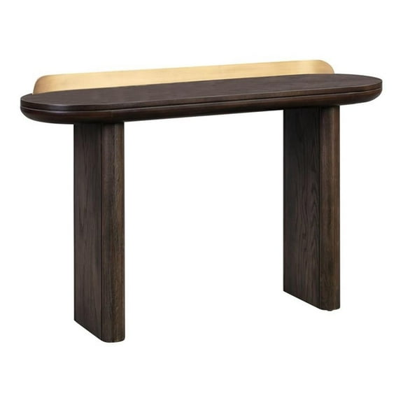 Pemberly Row 32"H Acacia & MDF Wood Desk/Console Table in Brown