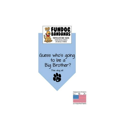 MINI Fun Dog Bandana - Devinez qui va être un Big Brother? - Taille miniature pour petits chiens de moins de 20 lbs, écharpe animal bleu clair