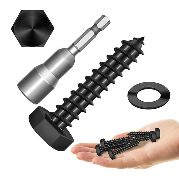 shiyou-(15Sets) 5/16" x 1-1/2" Hex Head Lag Bolts, Heavy Duty Lag with Washers, 304 Stainless Steel Bolts 18-8, Lag Screws Wood Screws, Fully Thread Black Oxide, 5/16 Bolt by Mywish