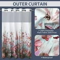 thumbnail image 3 of Afuly No Hook Shower Curtain with Snap in Liner Pink Flower Floral Fabric Spring Bathroom Decor Shower Curtains Sets, 71x74 inch, 3 of 5
