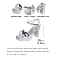 thumbnail image 6 of Rokment Women's Metallic High Heels Dressy Sandals Ladies Stylish Leather Platform Chunky Block Heeled Dress Pumps Summer Shoes for Bride Wedding Festival Silver Size 6, 6 of 9